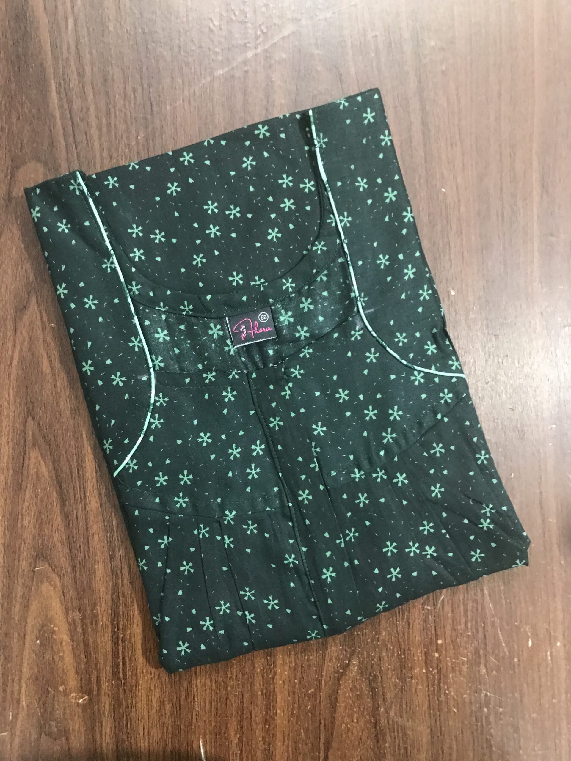 Pastel Pink Floral Printed Alfine Pleated Zip Nighty | Free Size | Chest Width 44″| Length 54″-55″ main image 0