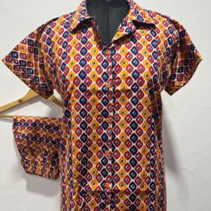 FULL OPEN BUTTON COTTON NIGHT DRESS