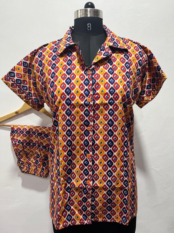 FULL OPEN BUTTON COTTON NIGHT DRESS