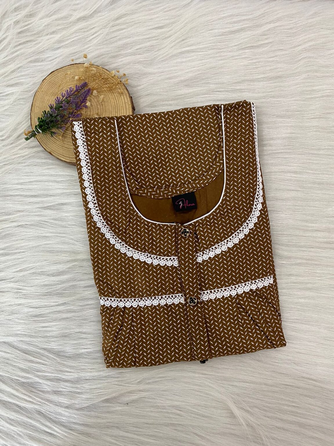 PURE COTTON DOUBLE LACE ZIP NIGHTY