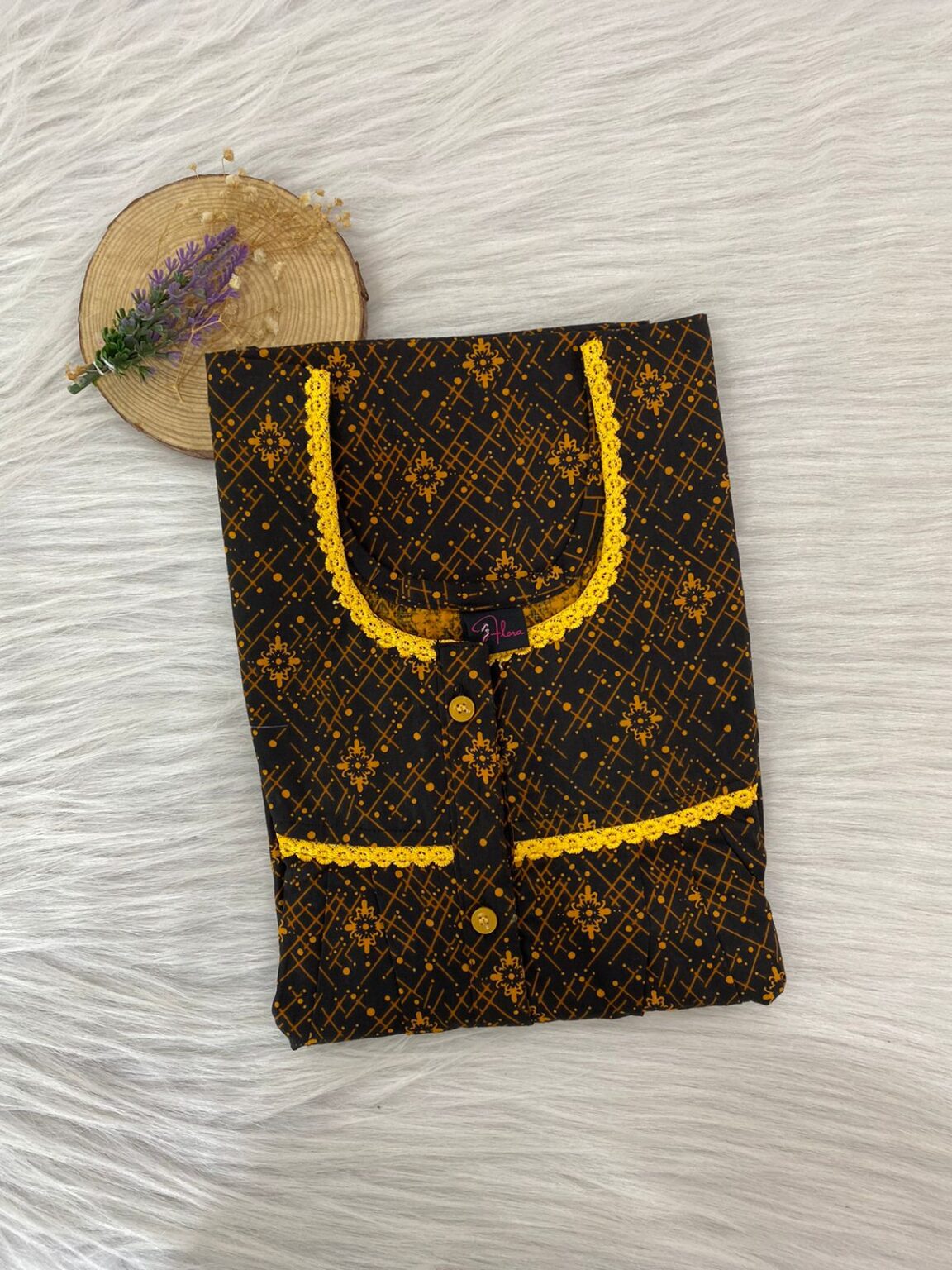 DOUBLE LACE WITH OPENABLE BUTTON NIGHTY