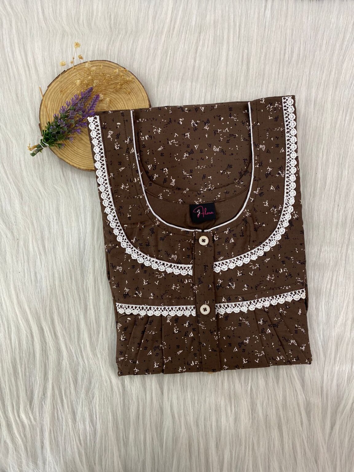 PURE COTTON DOUBLE LACE ZIP NIGHTY