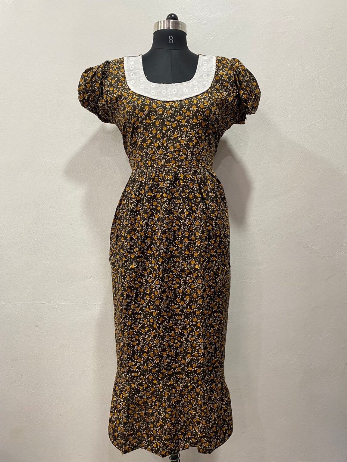 NON-FEEDING FROCK NIGHTY WITH SIDE POCKET & ELASTIC PUFF SLEEVE