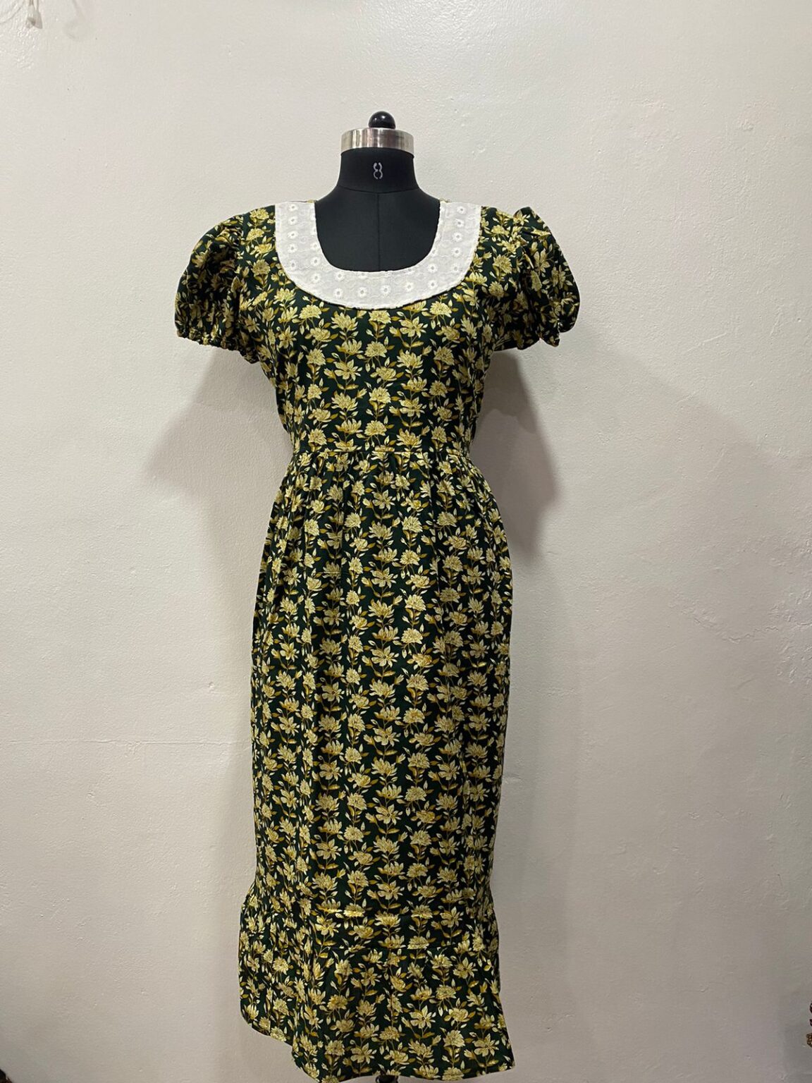 NON-FEEDING FROCK NIGHTY WITH SIDE POCKET & ELASTIC PUFF SLEEVE