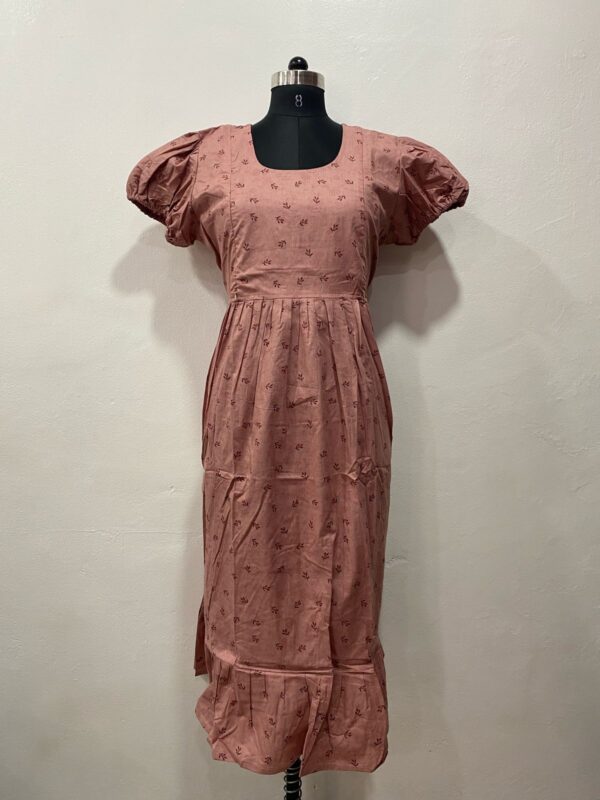 FEEDING FROCK WITH SIDE POCKET & ELASTIC PUFF SLEEVE
