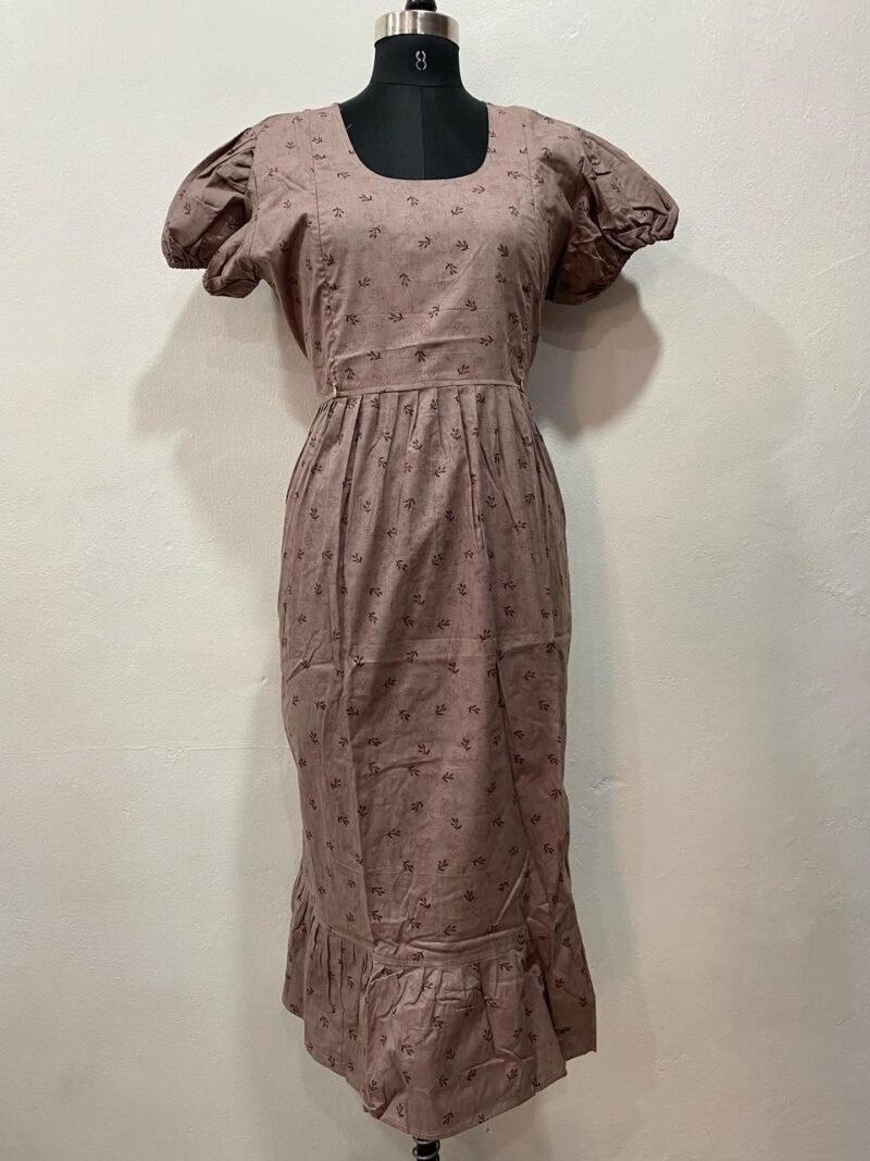 FEEDING FROCK WITH SIDE POCKET & ELASTIC PUFF SLEEVE