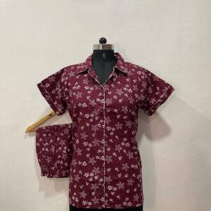 FULL OPEN BUTTON COTTON NIGHT DRESS