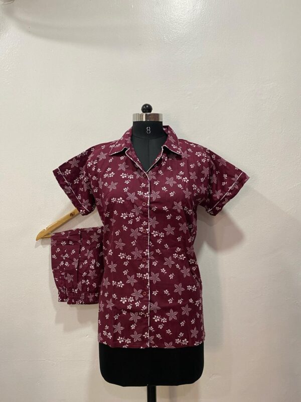 FULL OPEN BUTTON COTTON NIGHT DRESS