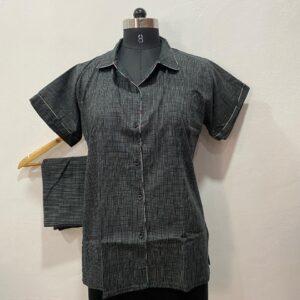 FULL OPEN BUTTON COTTON NIGHT DRESS