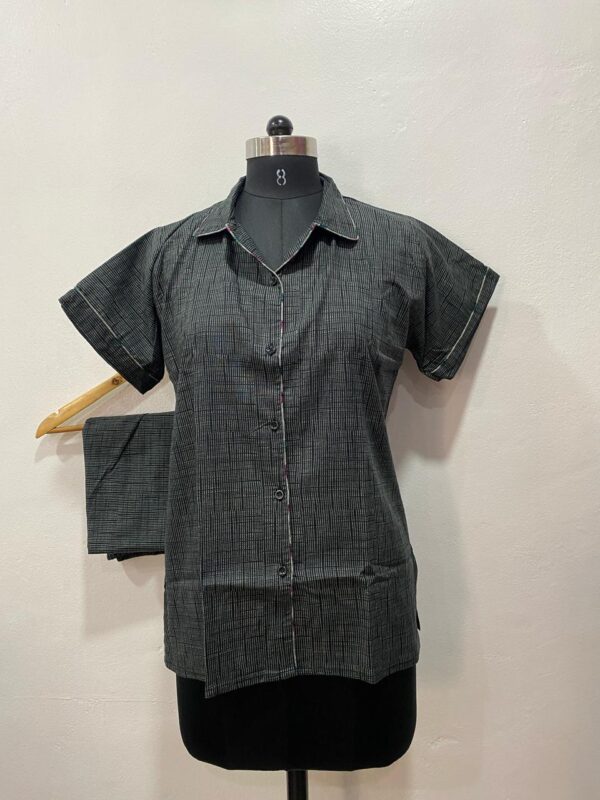 FULL OPEN BUTTON COTTON NIGHT DRESS