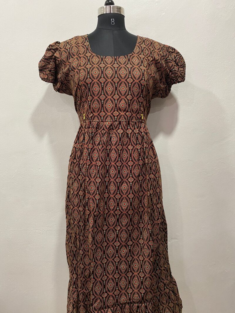 AJRAKH COTTON FEEDING FROCK WITH SIDE POCKET