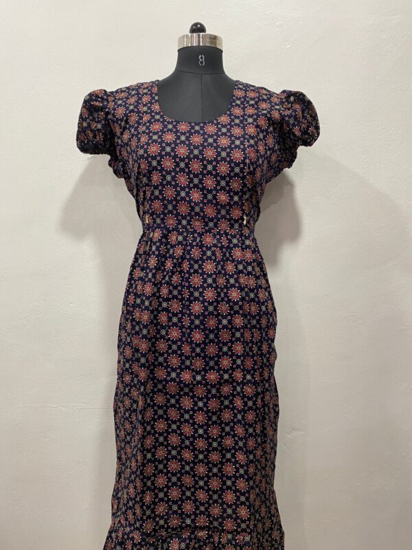 AJRAKH COTTON FEEDING FROCK WITH SIDE POCKET