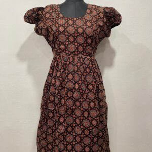 AJRAKH COTTON FEEDING FROCK WITH SIDE POCKET