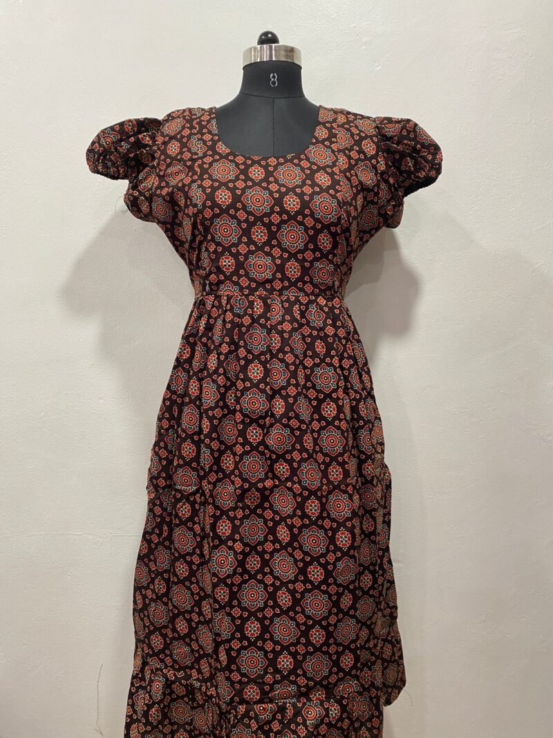 AJRAKH COTTON FEEDING FROCK WITH SIDE POCKET