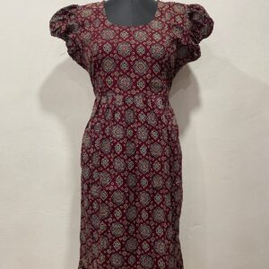AJRAKH COTTON FEEDING FROCK WITH SIDE POCKET