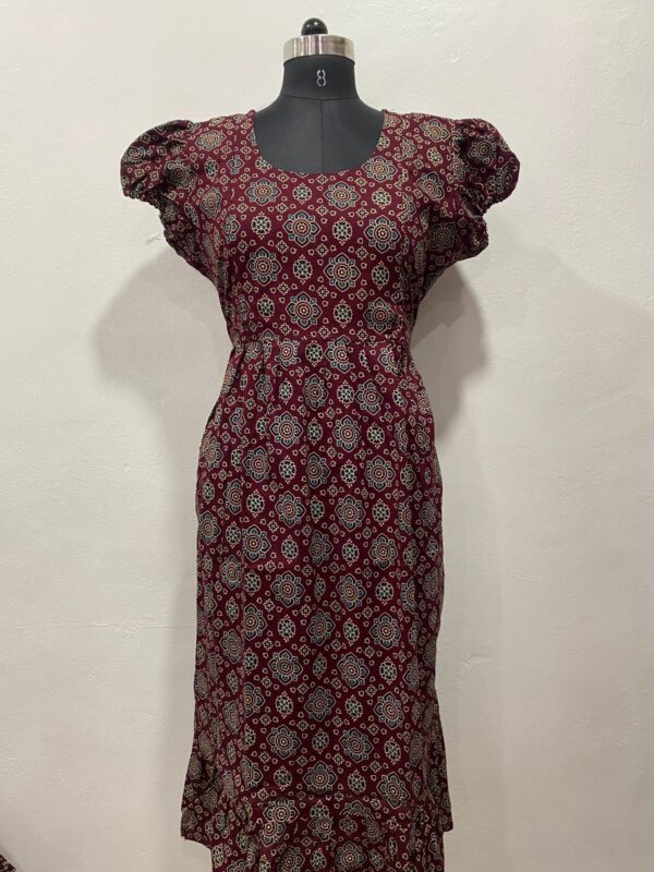 AJRAKH COTTON FEEDING FROCK WITH SIDE POCKET