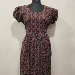 AJRAKH COTTON FEEDING FROCK WITH SIDE POCKET
