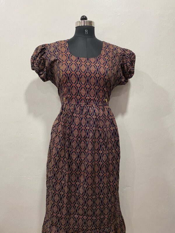 AJRAKH COTTON FEEDING FROCK WITH SIDE POCKET