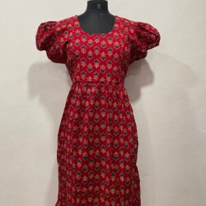 AJRAKH COTTON FEEDING FROCK WITH SIDE POCKET