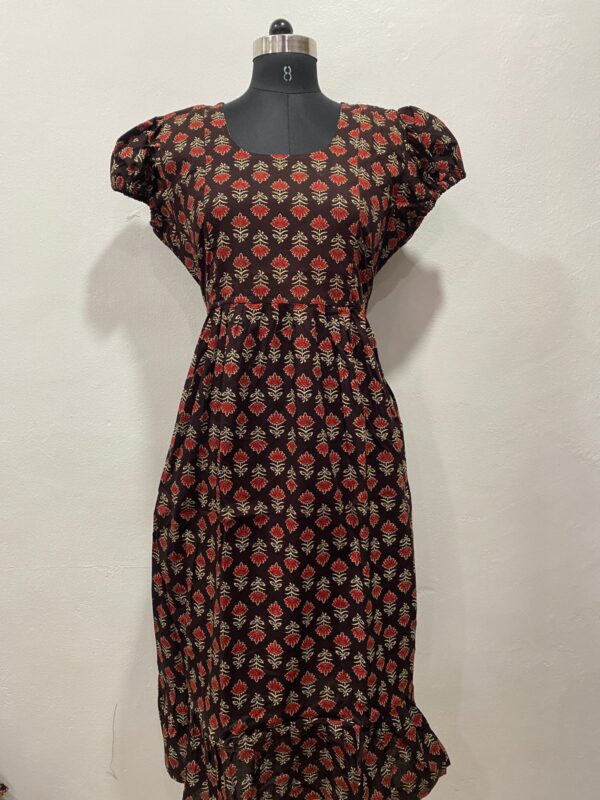 AJRAKH COTTON FEEDING FROCK WITH SIDE POCKET