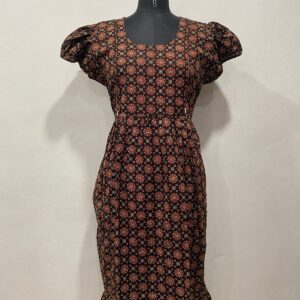 AJRAKH COTTON FEEDING FROCK WITH SIDE POCKET