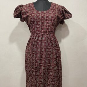 AJRAKH COTTON FEEDING FROCK WITH SIDE POCKET