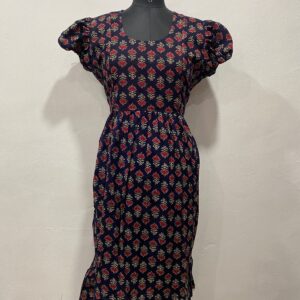 AJRAKH COTTON FEEDING FROCK WITH SIDE POCKET