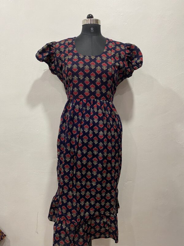 AJRAKH COTTON FEEDING FROCK WITH SIDE POCKET
