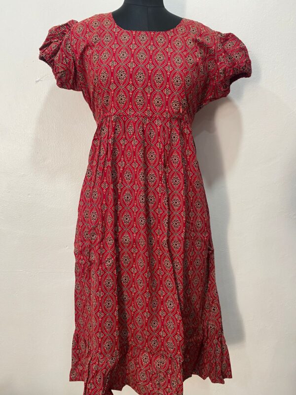 AJRAKH COTTON FEEDING FROCK WITH SIDE POCKET