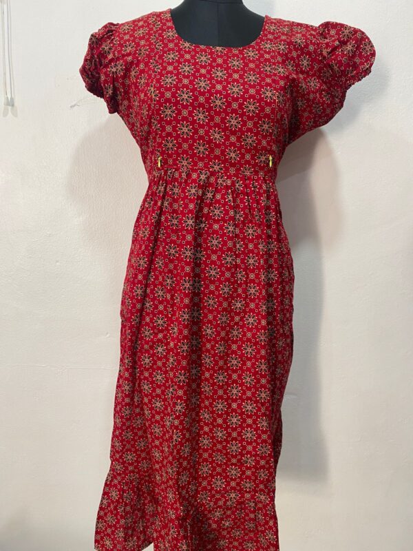AJRAKH COTTON FEEDING FROCK WITH SIDE POCKET