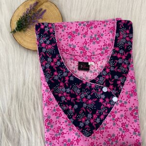 V-Neck Side Button Nighty With 52 Inches Length