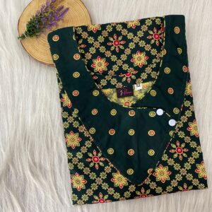 V-Neck Side Button Nighty With 52 Inches Length