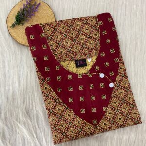 V-Neck Side Button Nighty With 52 Inches Length