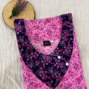 V-Neck Side Button Nighty With 60 Inches Length