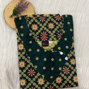 V-Neck Side Button Nighty With 60 Inches Length