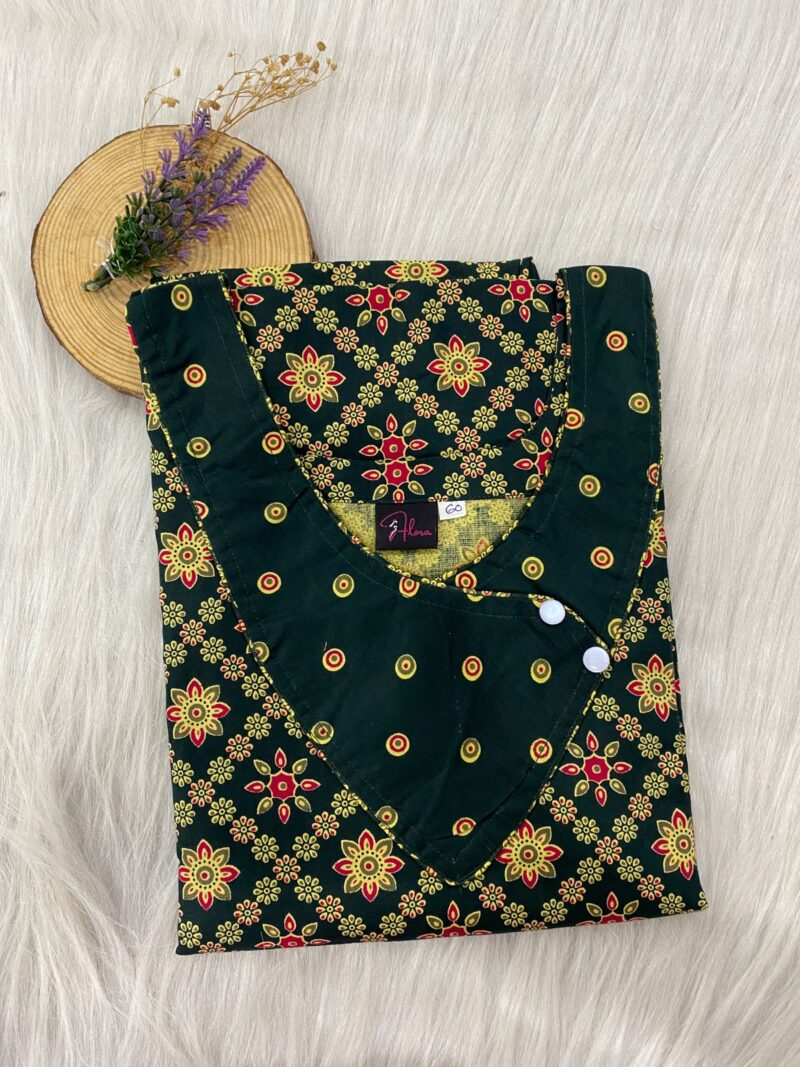 V-Neck Side Button Nighty With 60 Inches Length