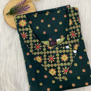 V-Neck Side Button Nighty With 60 Inches Length