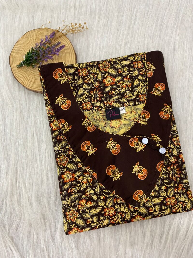 V-Neck Side Button Nighty With 60 Inches Length