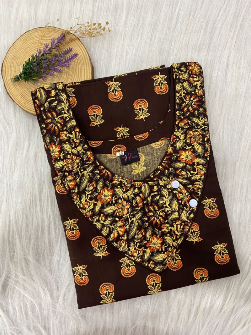 V-Neck Side Button Nighty With 60 Inches Length