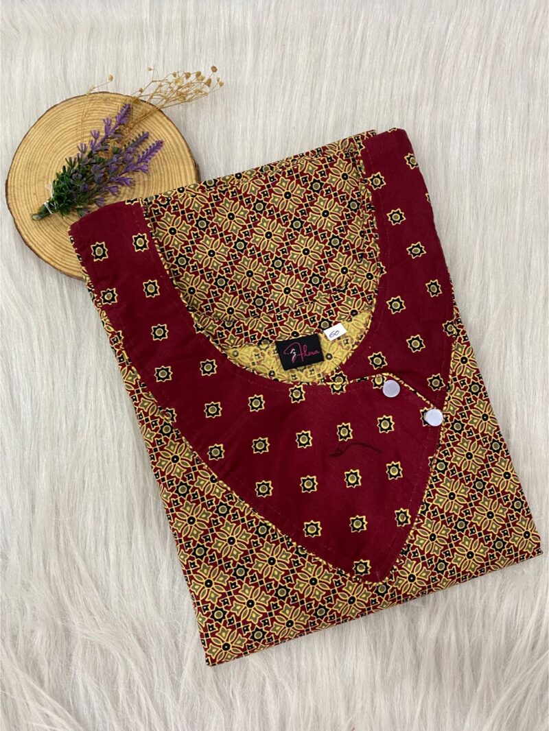 V-Neck Side Button Nighty With 60 Inches Length