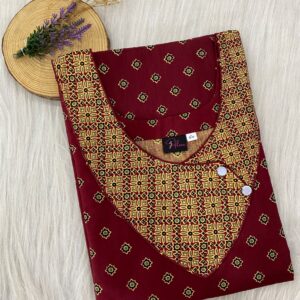 V-Neck Side Button Nighty With 60 Inches Length