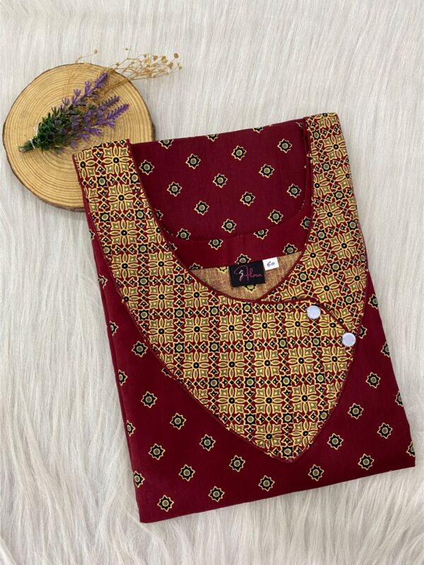V-Neck Side Button Nighty With 60 Inches Length