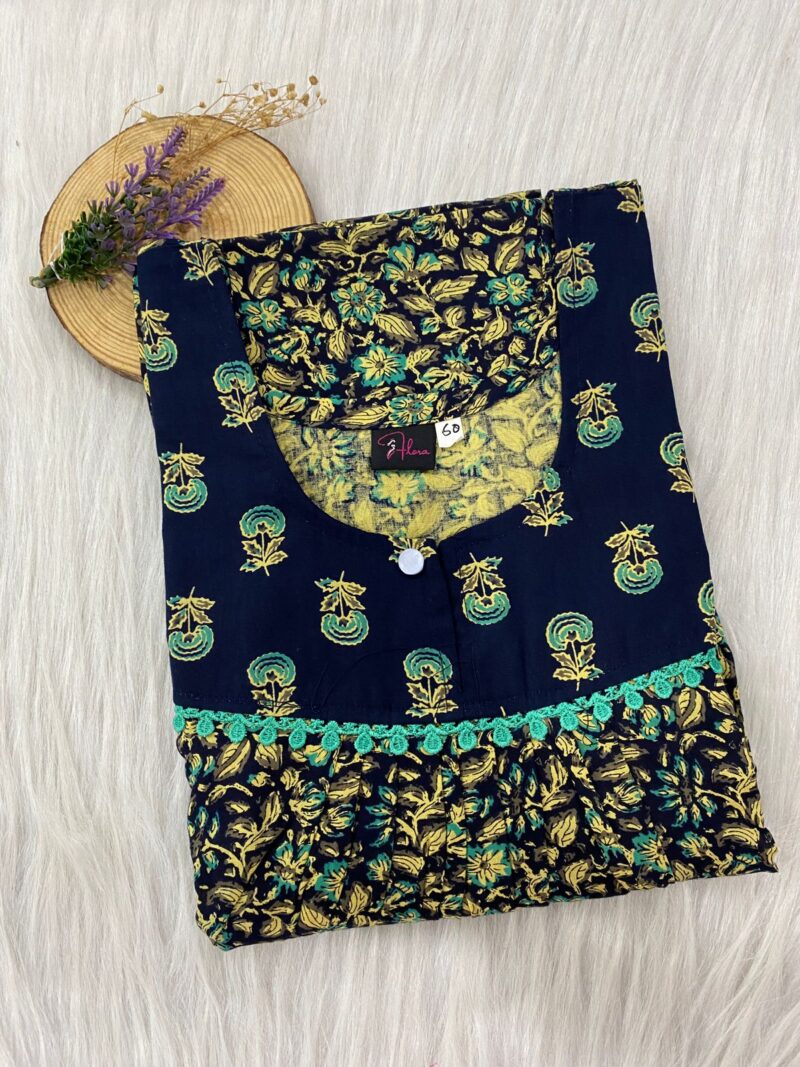 FRONT PLEATED LACE NIGHTY WITH 60 INCHES LENGTH