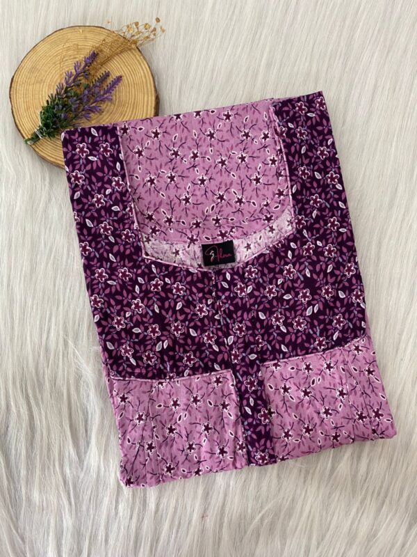 Cotton Feeding Nighty With Two Side Vertical Zip and Single Centre Zip