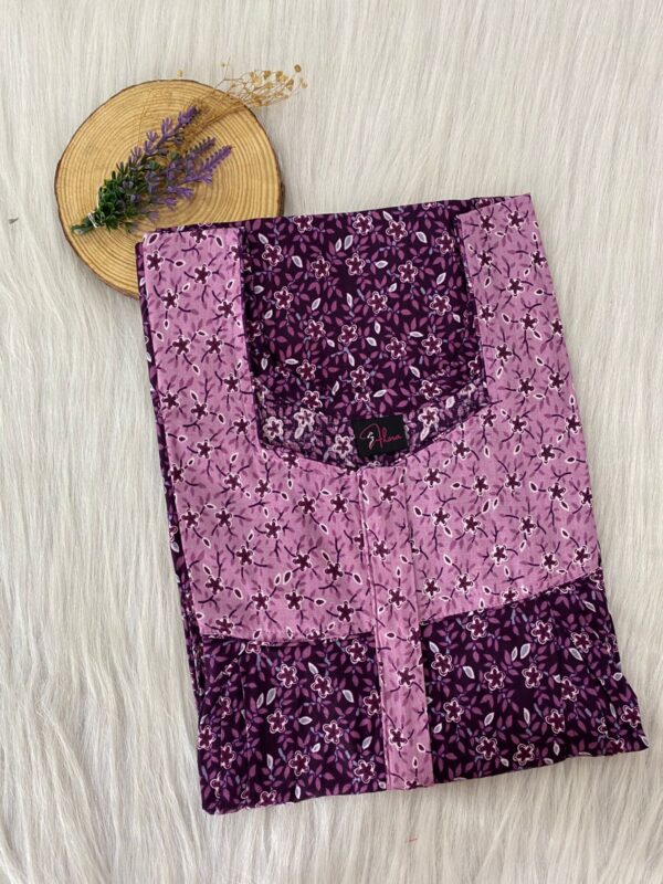 Cotton Feeding Nighty With Two Side Vertical Zip and Single Centre Zip