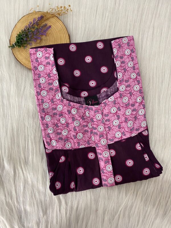 Cotton Feeding Nighty With Two Side Vertical Zip and Single Centre Zip
