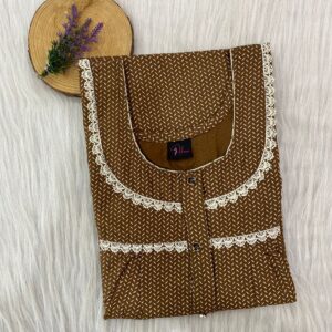 PURE COTTON DOUBLE LACE  ZIP NIGHTY