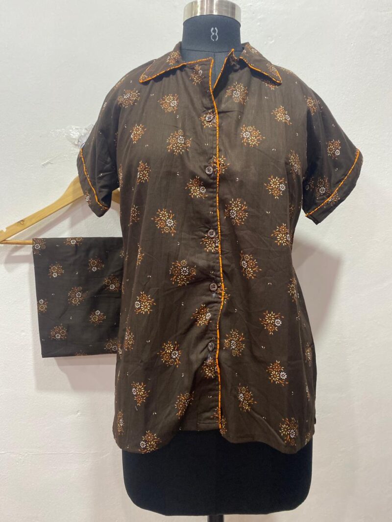 FULL OPEN BUTTON COTTON NIGHT DRESS