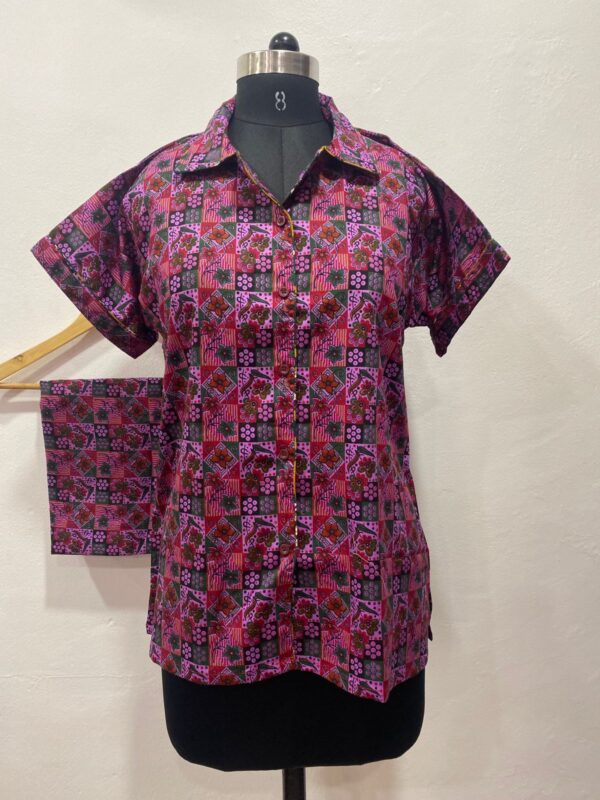 FULL OPEN BUTTON COTTON NIGHT DRESS