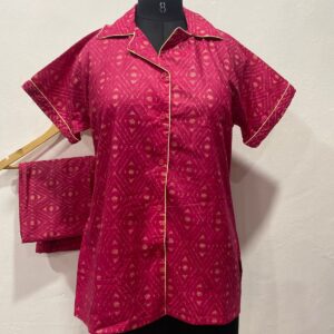 FULL OPEN BUTTON COTTON NIGHT DRESS